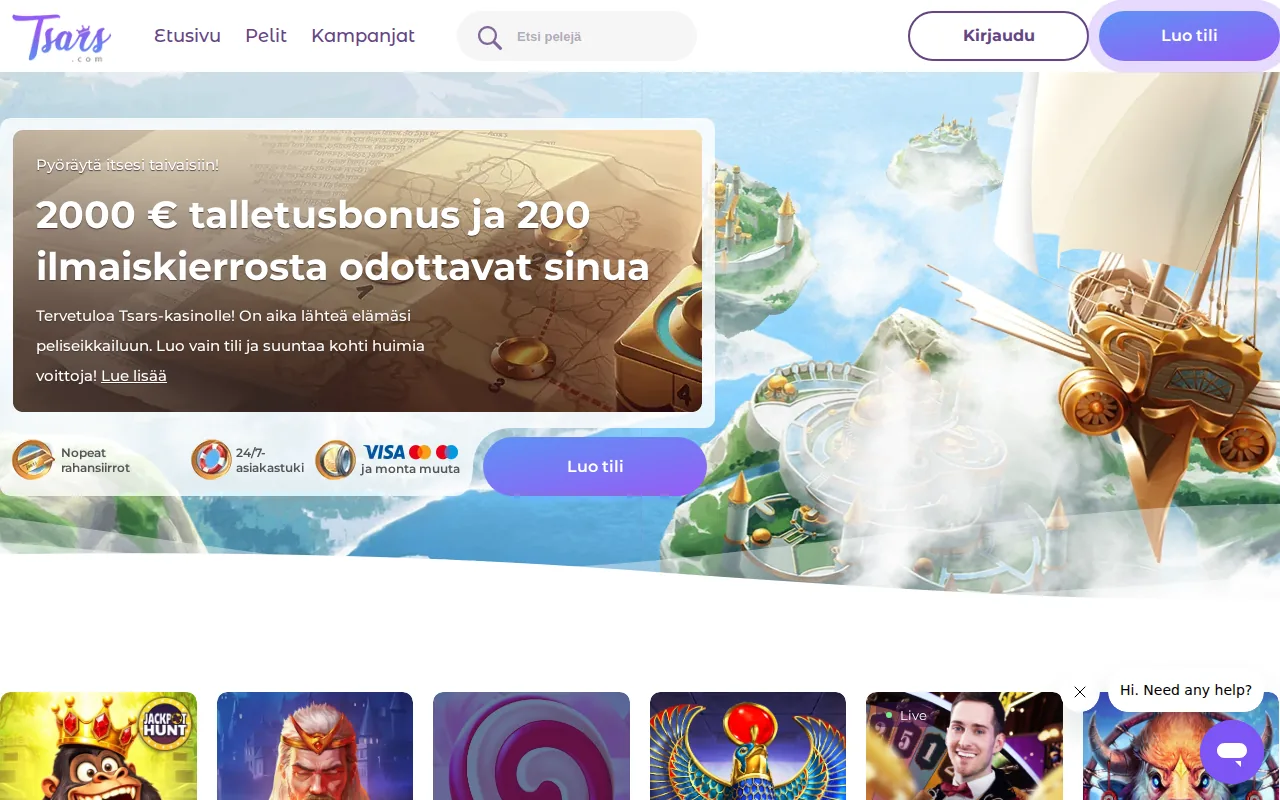 Startseite von tsars.com (Screenshot)